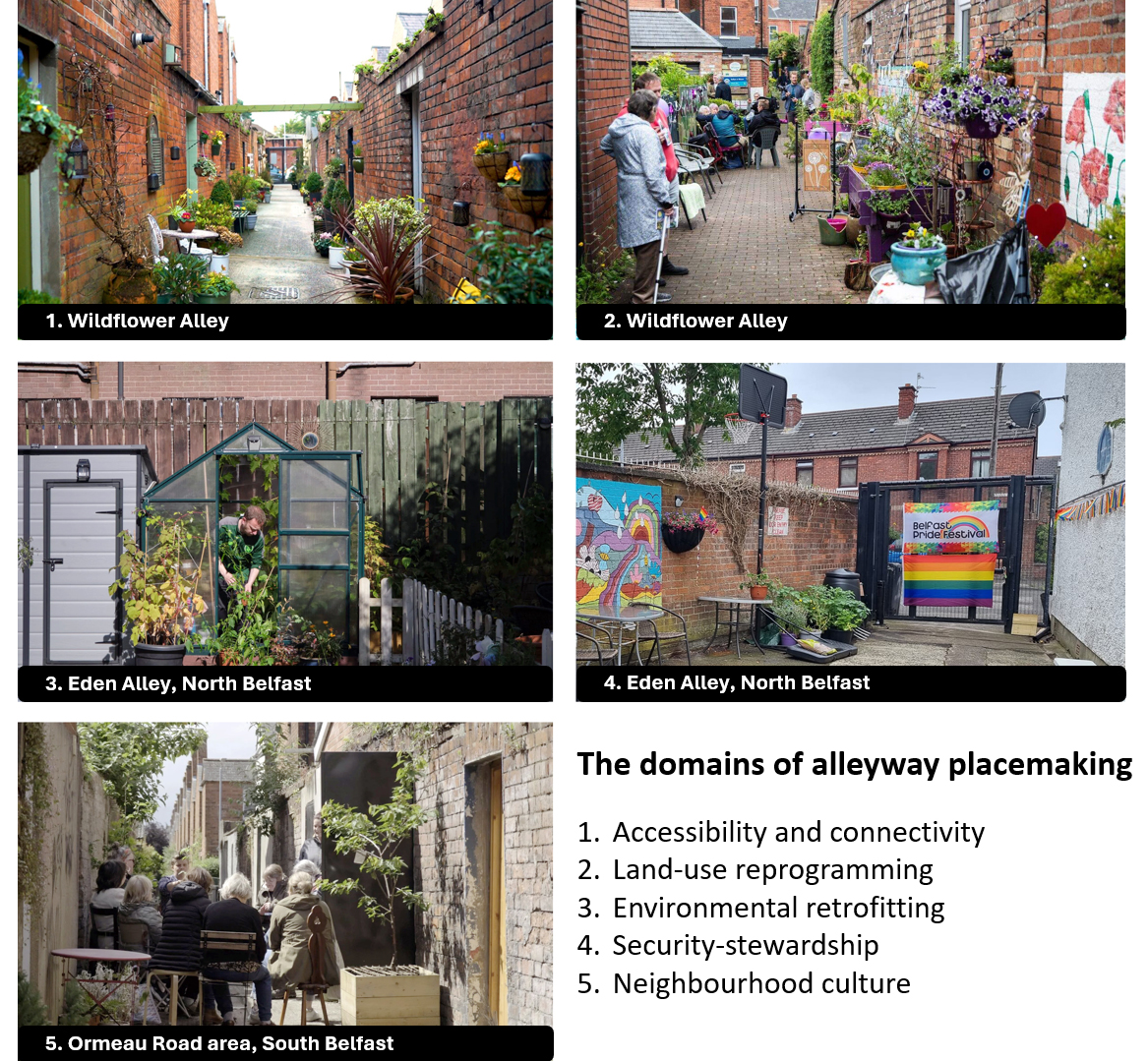 Current state of regenerated Belfast back alleys