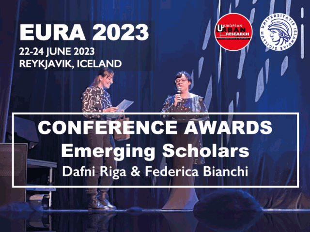 Winner of the EURA 2023 Emerging Scholar Award during the ceremony